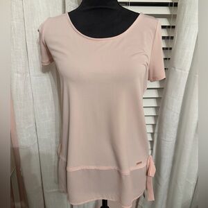 Ivanka Trump Blush Pink Top Size Small Scoop Neck Side Tie Blouse